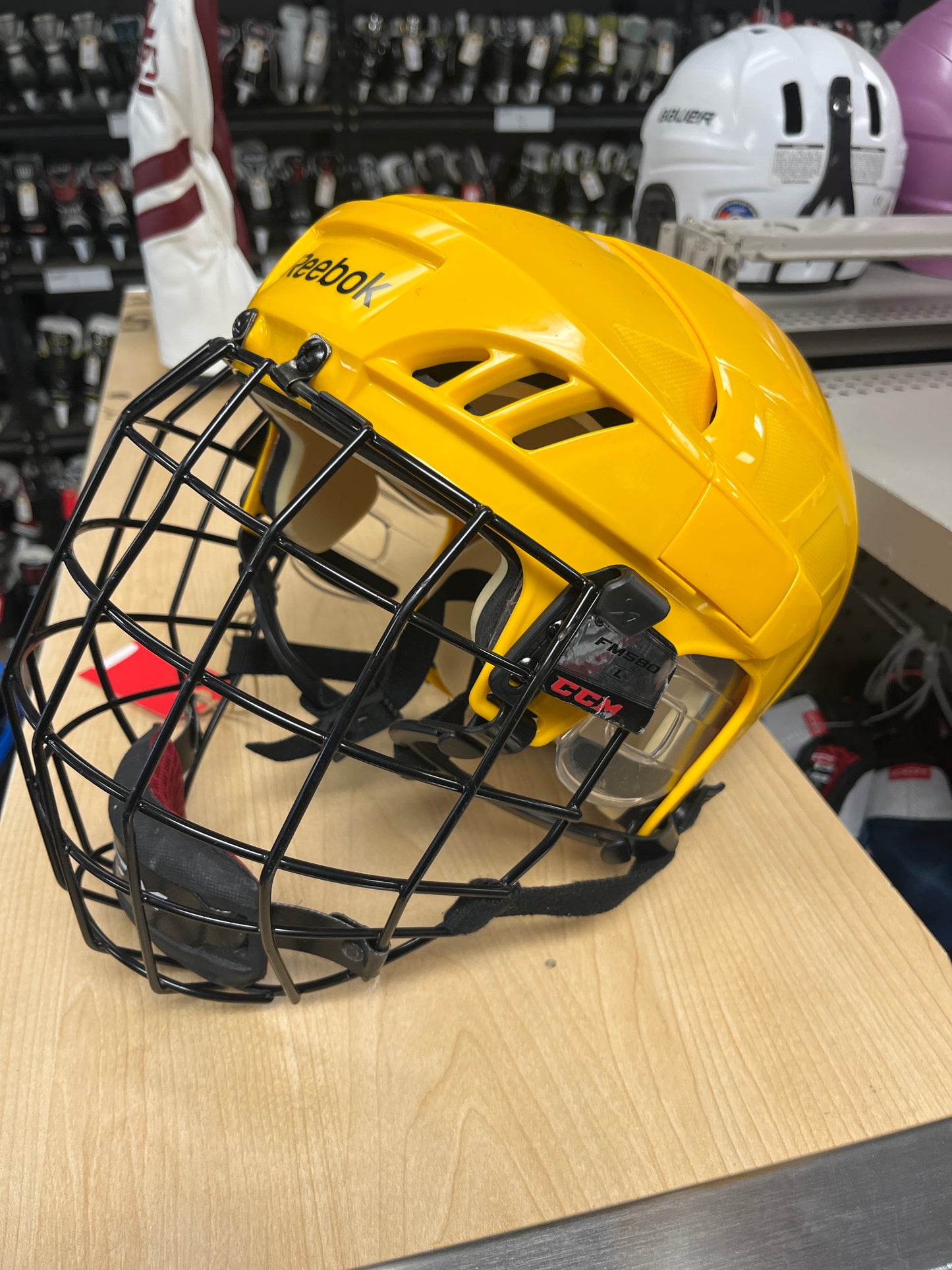 Reebok Yellow Hockey Helmet - Senior Small