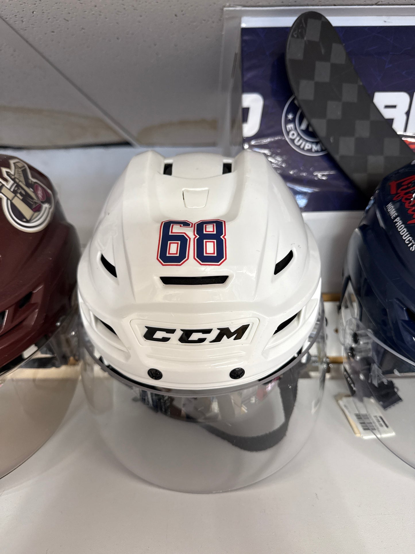 CCM Tacks 710 Helmet White Oshawa Generals #68 Used Pro Stock Sr M