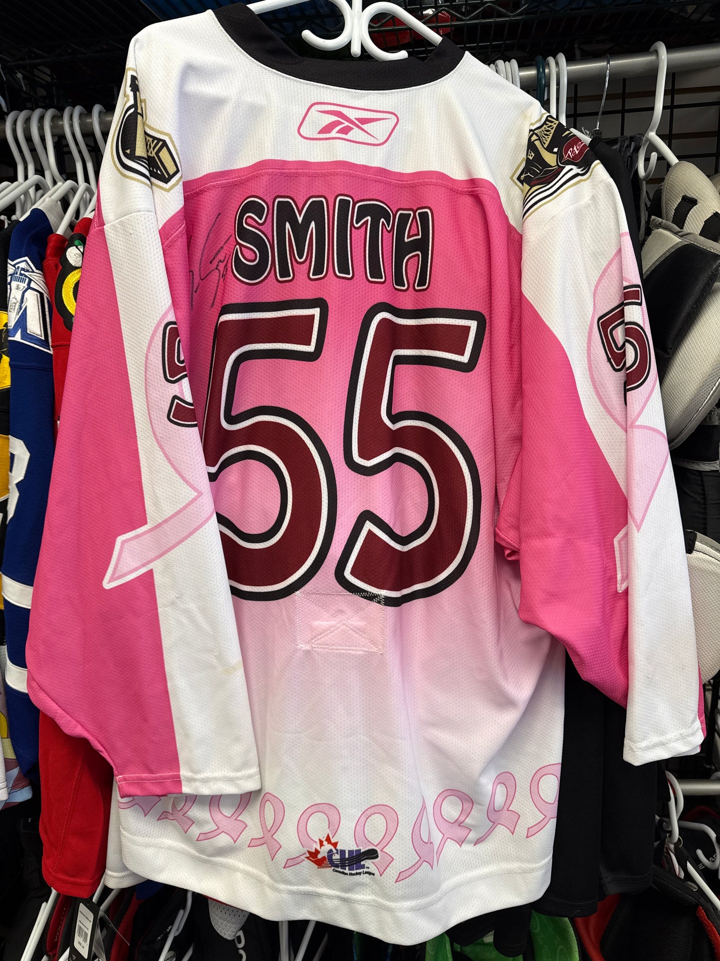 Barron Smith Peterborough Petes Pink In The Rink Jersey Autographed