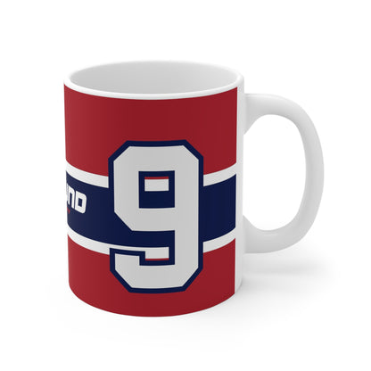 Rebound Equipment #9 Blue, White and Red Hockey Coffee Mug