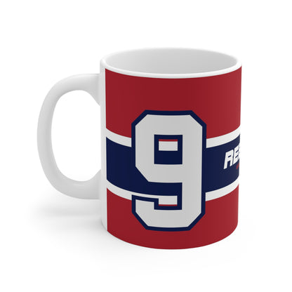 Rebound Equipment #9 Blue, White and Red Hockey Coffee Mug