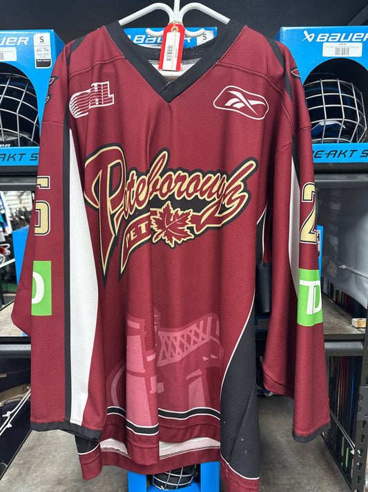 Brett Theberge #25 Peterborough Petes Signed Used Warm Up Jersey Sz 54