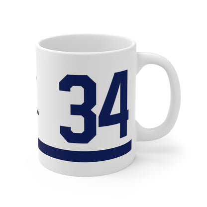 Rebound Equipment #34 Hockey Coffee Mug Blue White Exclusives