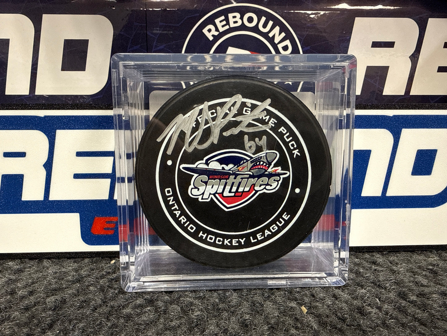 Michael DiPietro Windsor Spitfires Signed Puck