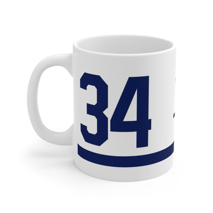 Rebound Equipment #34 Hockey Coffee Mug Blue White Exclusives