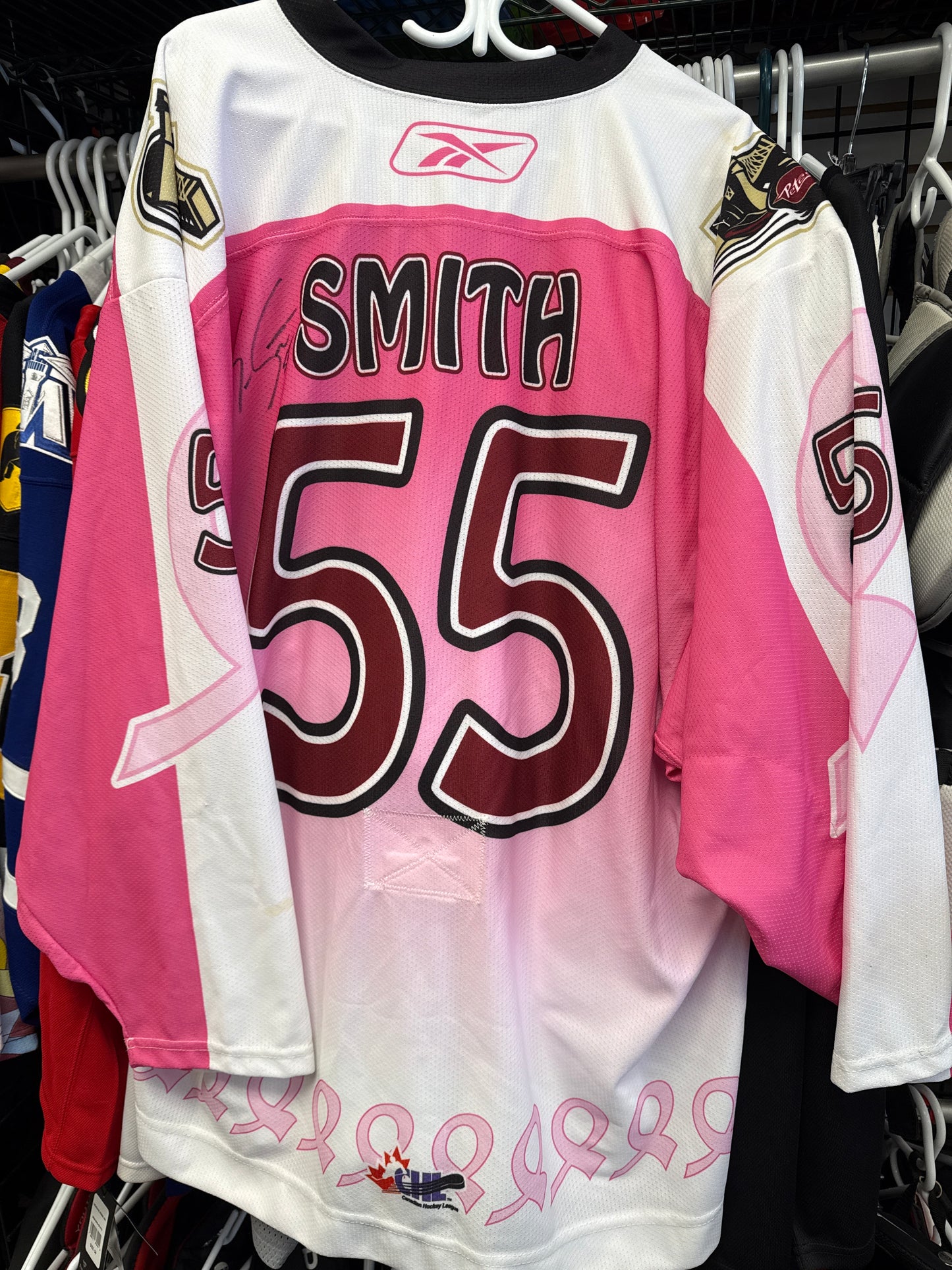 Barron Smith Peterborough Petes Pink In The Rink Jersey Autographed