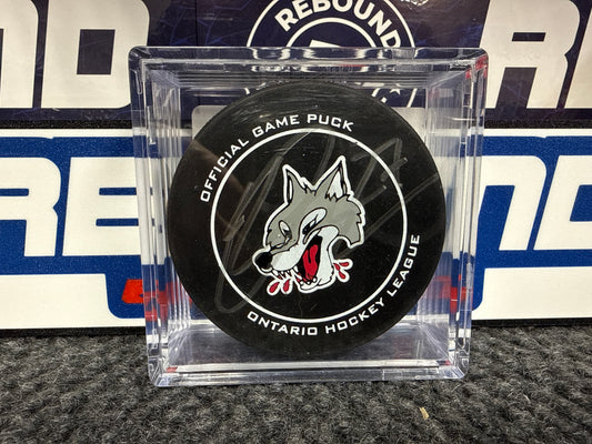 Quentin Musty Sudbury Wolves Signed Puck