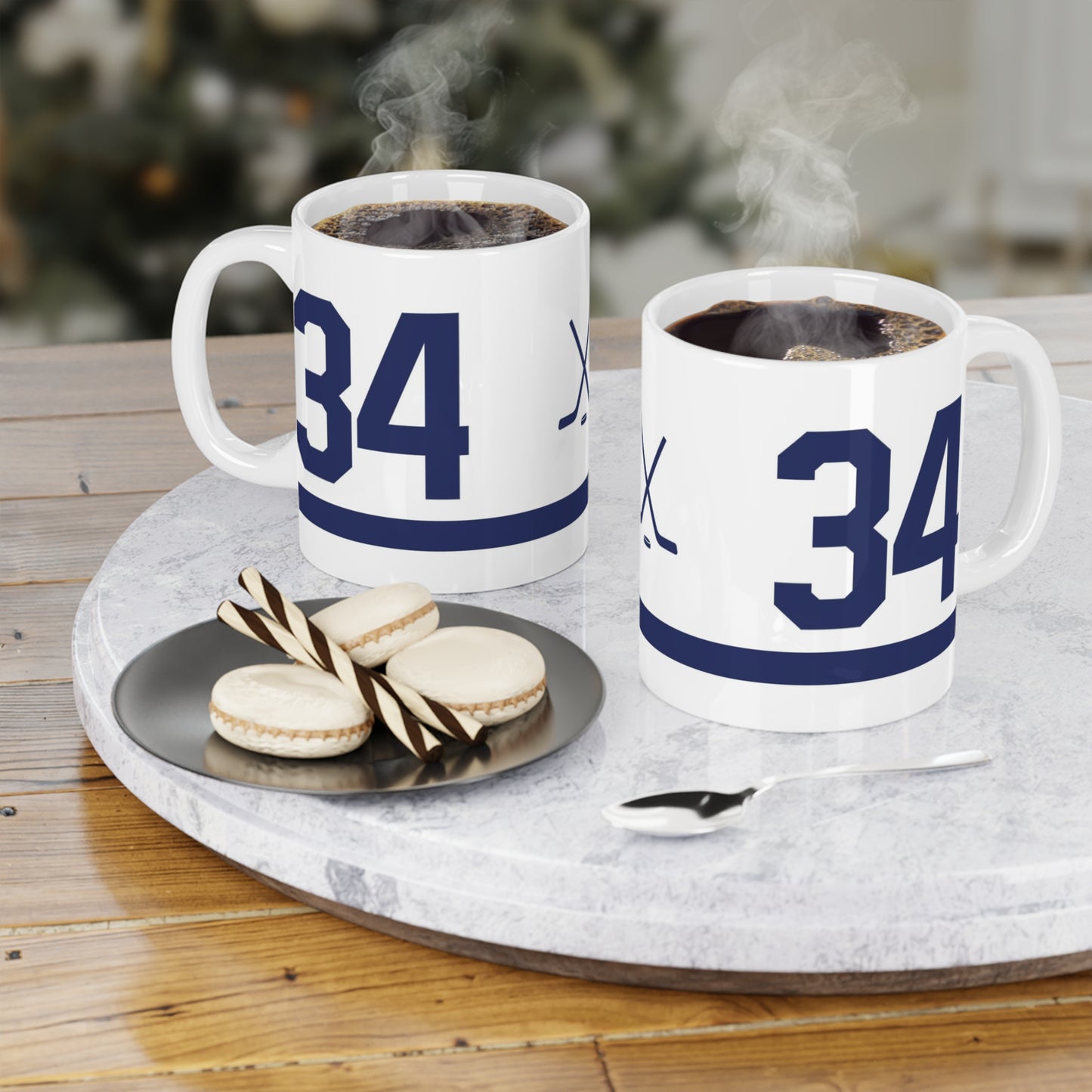Rebound Equipment #34 Hockey Coffee Mug Blue White Exclusives