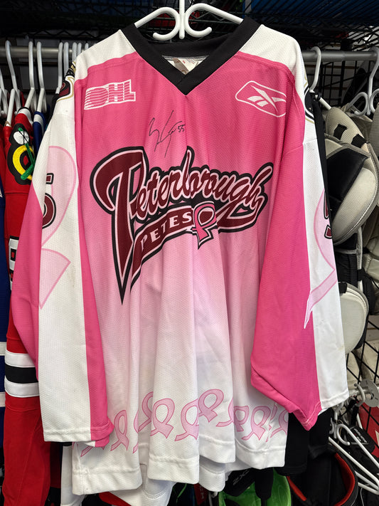 Barron Smith Peterborough Petes Pink In The Rink Jersey Autographed