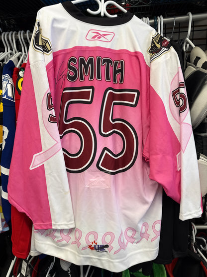 Barron Smith Peterborough Petes Pink In The Rink Jersey Autographed