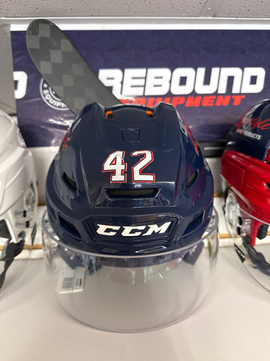 CCM Super Tacks X Helmet Blue Oshawa Generals #42 Used Pro Stock Sr M